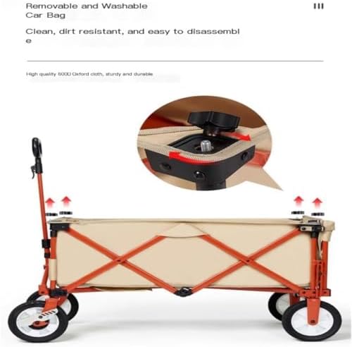 Portable Camping Cart,Outdoor Beach Camping Folding Trolley Cart for Campervan Camping Car and Picnic Portable and Compact Outdoor Cart for Easy Transport (Black)