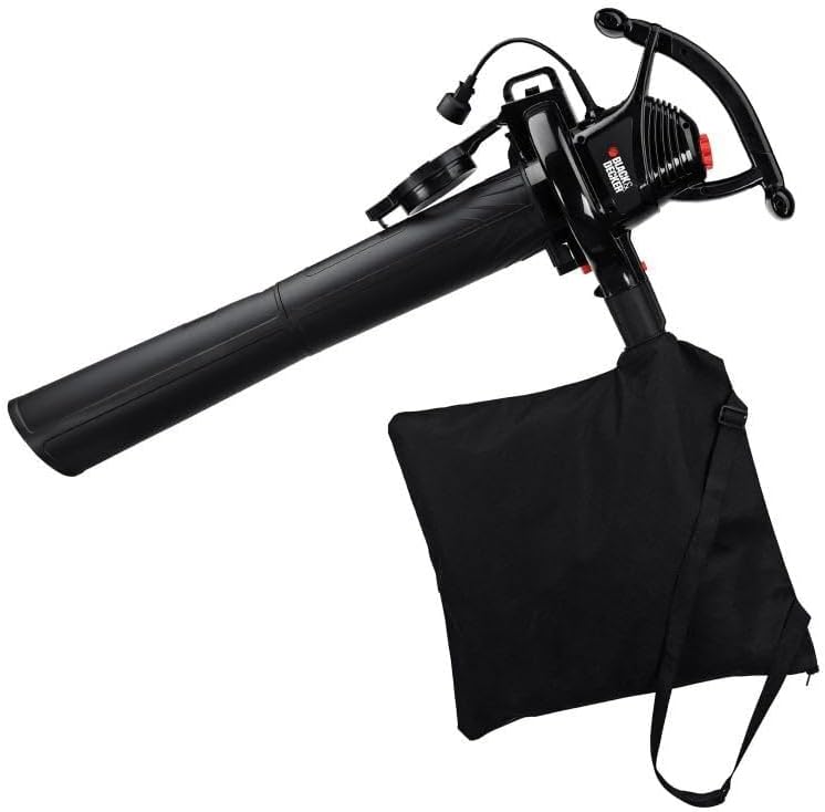 BLACK+DECKER Electric Leaf Blower, Leaf Vacuum and Leaf Mulcher, 3-in-1 300 CFM 210 MPH 12-Amp Handheld Lightweight Corded Electric Combo Kit (BV3100)
