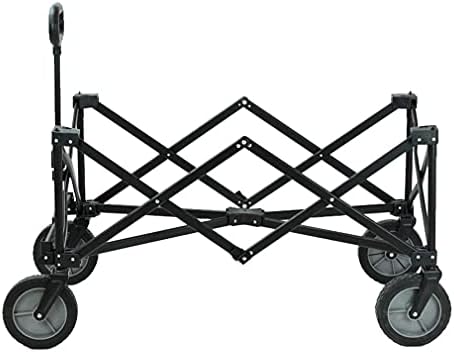 Portable Camping Cart, Utility Wagon, Heavy Duty Folding Garden Portable Hand Cart with Universal Wheel and Side Pocket, Adjustable Handles, Picnic, Camping, Sports
