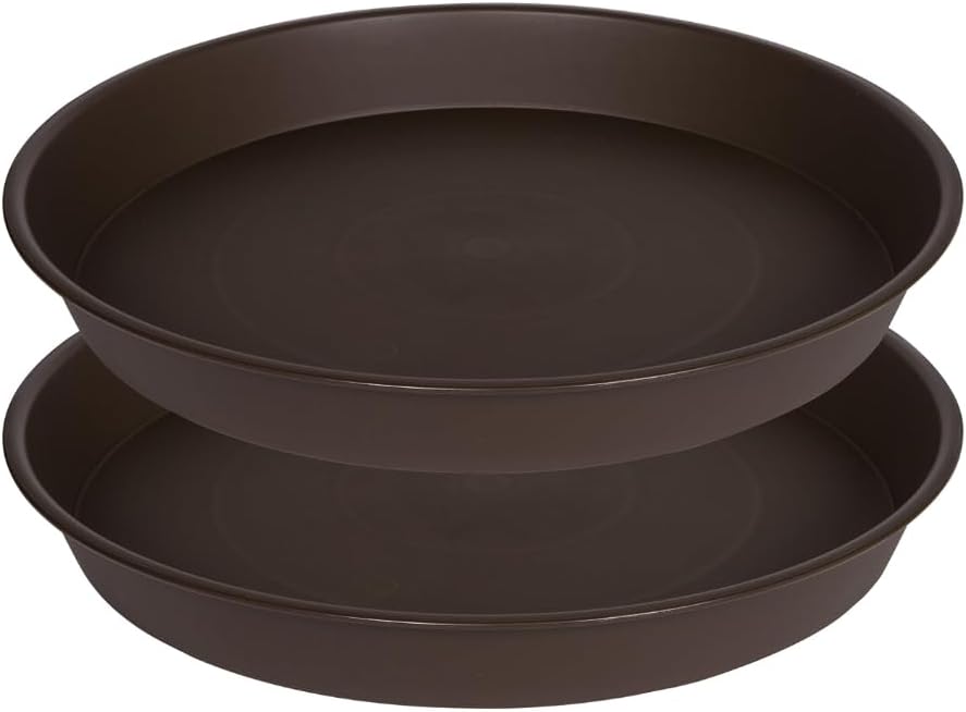 2 Pack Bird Bath Bowl 16", 2.3" Depth, 16 17 inch Plastic Extra Large Birdbath Bowl Only for Outdoor Garden, Ground Bird Bath, Bird Bath Tray, Bird Feeders (17", Brown)