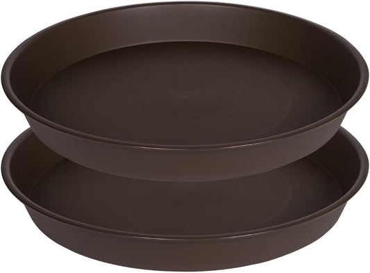 2 Pack Bird Bath Bowl 16", 2.3" Depth, 16 17 inch Plastic Extra Large Birdbath Bowl Only for Outdoor Garden, Ground Bird Bath, Bird Bath Tray, Bird Feeders (17", Brown)