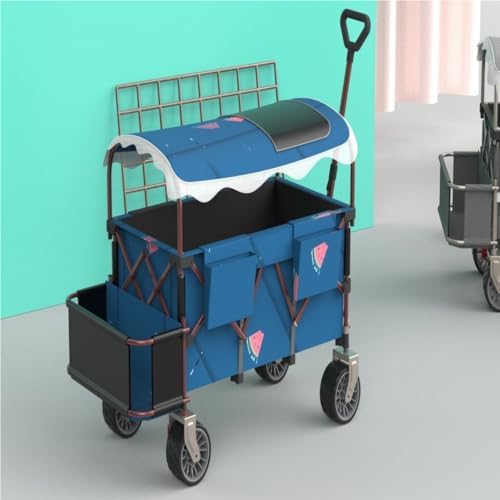 Portable Camping Cart,Portable Folding Beach Trolley Cart for Outdoor Camping Hand Pulled Trailer with Picnic Travel Equipment Black Color Ideal for Beach and Camping Trips.