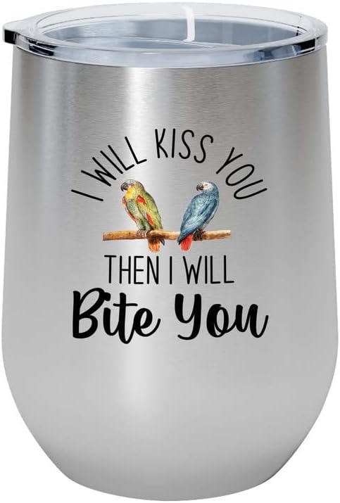 Bird Lover Silver Edition Wine Tumbler 12oz - Kiss then bite you - Hum