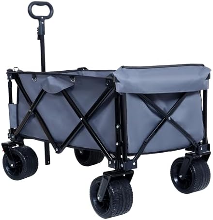 Heavy Duty Foldable Wagon with Waterproof UV Cover - Ideal for Beach, Fishing, Gardening, Picnics, Dog Walking, Shopping & Outdoor Adventures