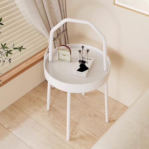 Modern Mini Portable Coffee Table, Stylish High-Leg Metal Design for Indoor/Outdoor Use, Versatile Plant Stand & Nightstand, Perfect for Casual Spaces (Black)