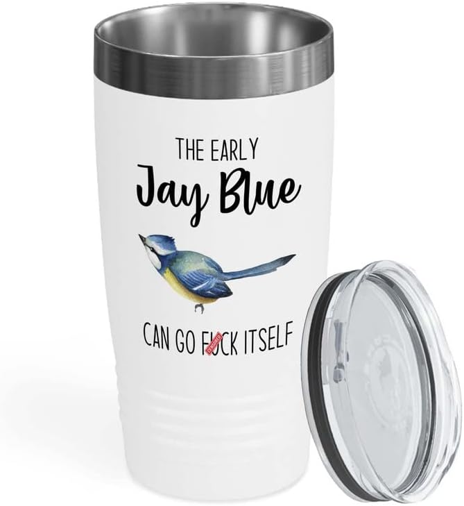 Bird Lover White Edition Viking Tumbler 20oz - Early Jay Blue go - Hum