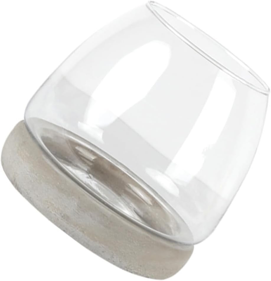 PRETYZOOM Cement Bottom Glass Vase Flower Container Decor Modern Hydro