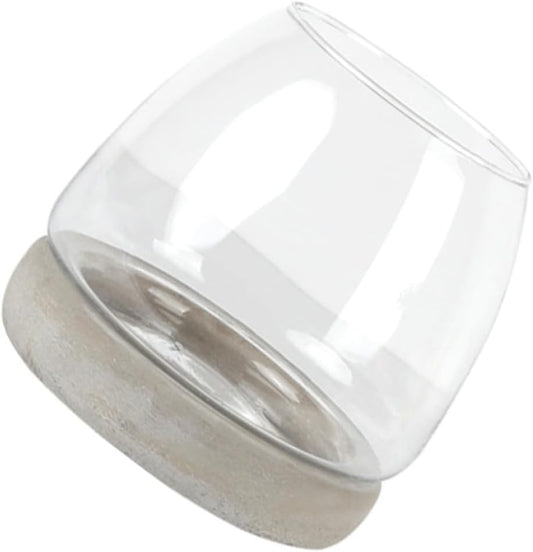 PRETYZOOM Cement Bottom Glass Vase Flower Container Decor Modern Hydro