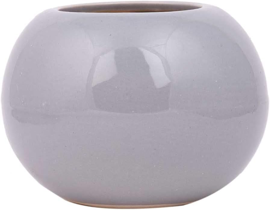 Indian Shelf Handmade Ceramic Light Purple Round Shape Pot Pack of 1 P