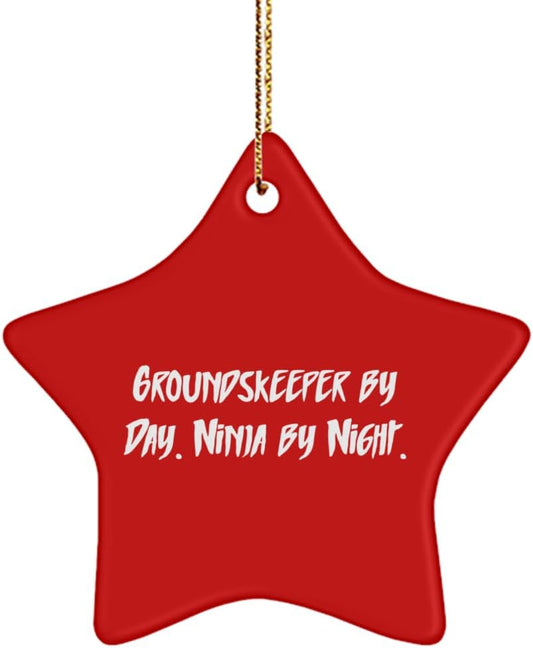 Groundskeeper Gifts for Coworkers, Groundskeeper, Motivational Groundskeeper Star Ornament, Christmas Ornament from Colleagues, Landscaping, Gardening, Lawn Care, Yard Work, Flowers, Trees, Shrubs