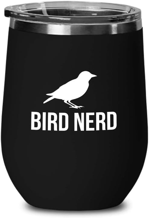 Birding Black Edition Wine Tumbler 12oz - Bird nerd - Bird Feeder Back