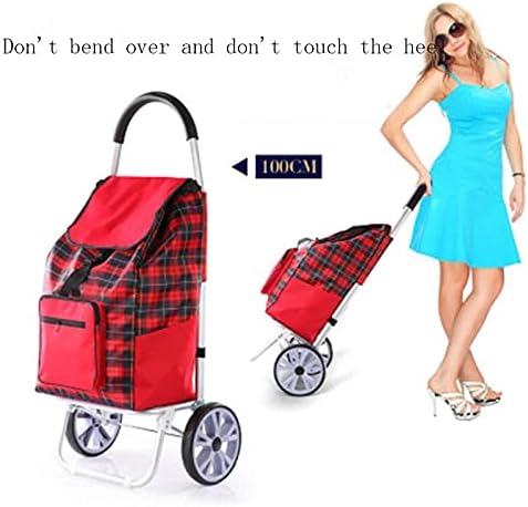 JSEIAJB Women Buy Food Shopping Cart Storage Bag Large Capacity Portable Cart Shopping Bag Folding Luggage Tug Organizer On Wheels Bags