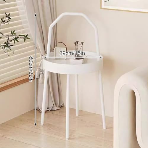 Modern Mini Portable Coffee Table, Stylish High-Leg Metal Design for Indoor/Outdoor Use, Versatile Plant Stand & Nightstand, Perfect for Casual Spaces (Black)