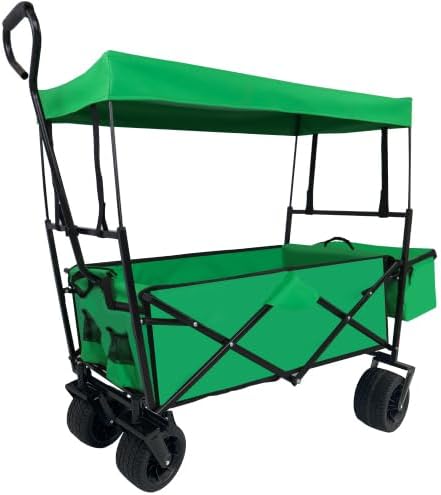 Collapsible Folding Wagon Cart, Collapsible Wagon with Folding Design, Utility Grocery Wagon for Camping Shopping Sports