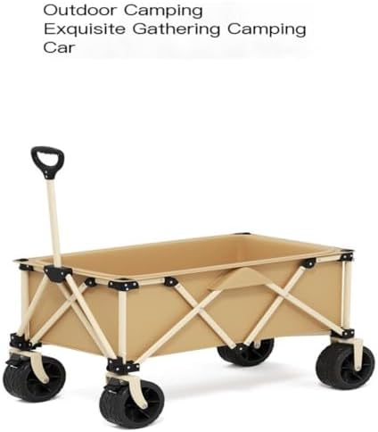 Portable Camping Cart,Outdoor Beach Camping Trolley Cart with Off Road Wheels for Picnics and Gatherings (Black)