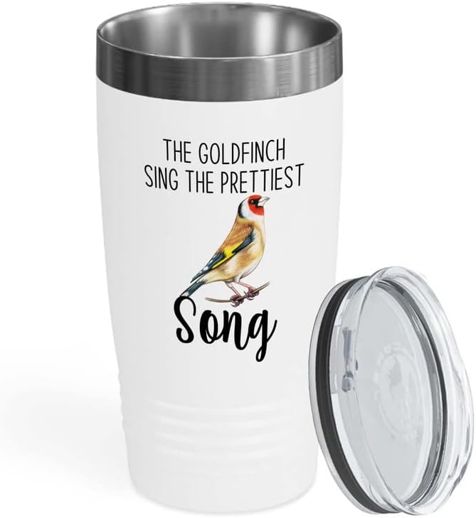 Bird Lover White Edition Viking Tumbler 20oz - Prettiest Song - Hummingbird Nest Cage Parrot Dad Gardening Outdoor Birdwatcher Feeder