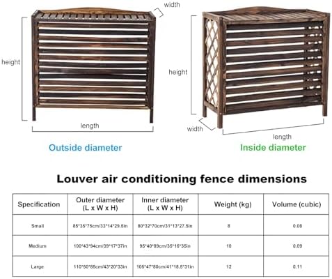 Solid Wood Air Conditioning Flower Stand, Waterproof Dustproof Air Conditioner Fence Screen, Plant Stand Air Conditioner Fence, Thickened Wooden Board Air Cond