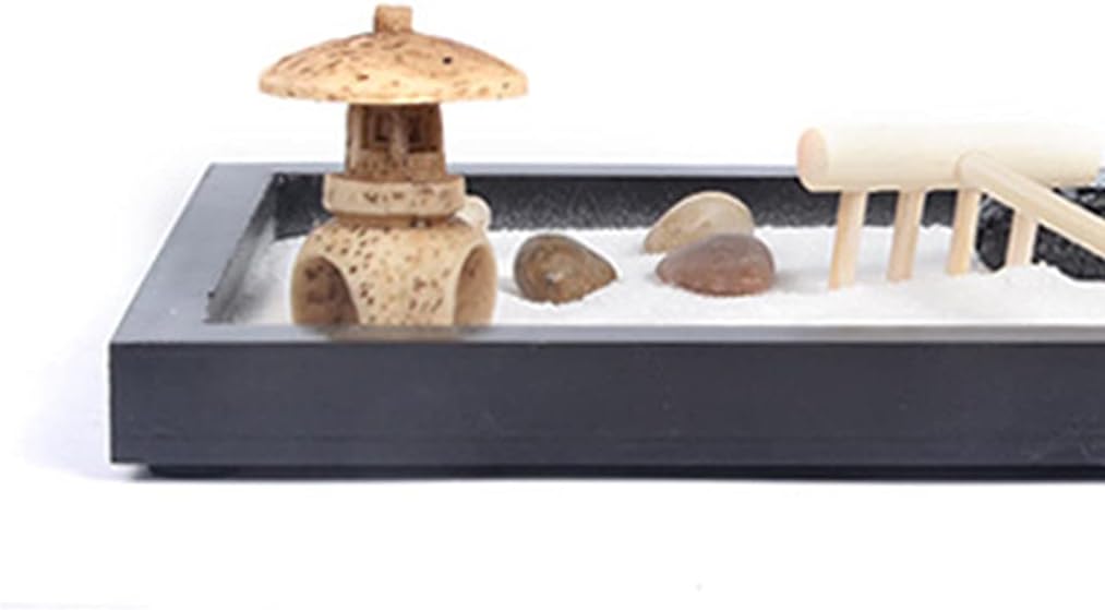 Japanese Zen Garden for Desk 6x4 Inches Large Tray White Sand River Ro