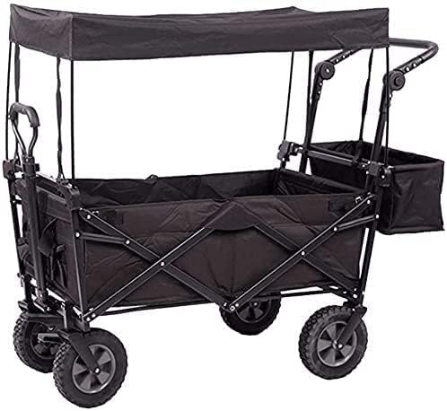 Portable Camping Cart,Outdoor Folding Utility Wagon Folding Handcart with Roof Outdoor Garden Trolley with Brakes All Terrain Camping Cart Load-Bearing 100kg / 220lbs