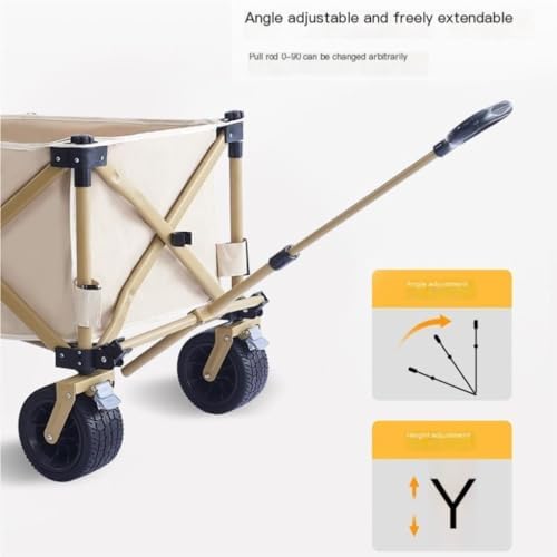 Portable Camping Cart,Outdoor Folding Beach Camping Trolley Cart with Camper Picnic Portable Fishing Trolley Black Ideal for Outdoor Activities and Travel (Black)