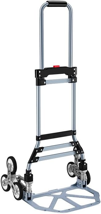 Collapsible Stair Climbing Dolly with Wheels，Grocery cart on Wheels for Stairs,Weight Capacity 220 lbs. Lightweight Aluminum Alloy Construction, Ideal for Household Shopping and Moving Goods