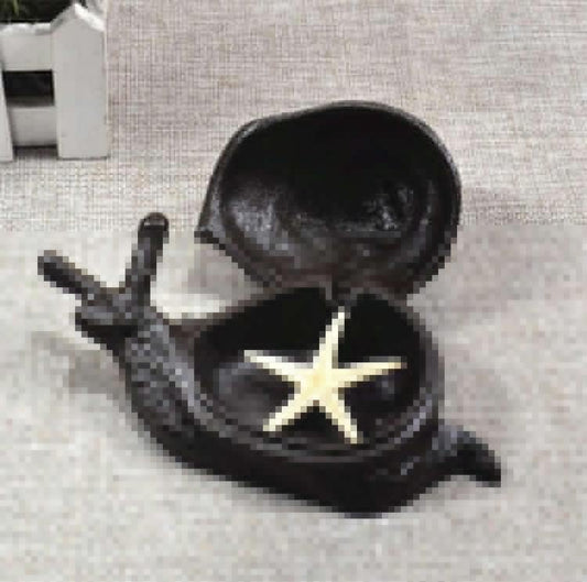 EatingBiting Snail Shape Cast Iron Hider Home Garden Statues Ornament 