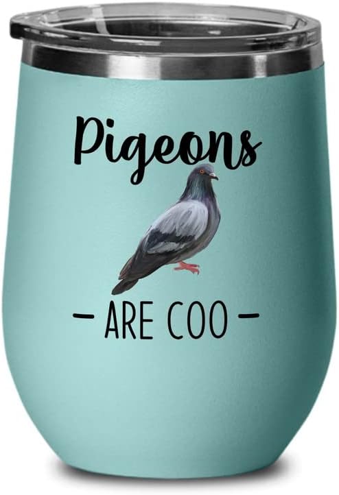Bird Lover Teal Edition Wine Tumbler 12oz - Pgeons are coo - Hummingbi