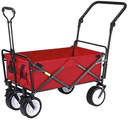 Portable Camping Cart,Heavy Duty Folding Beach Camping Trolley Cart with 4 Wheels Outdoor Garden Shopping and Fishing Wagon Pull Truck for Festivals (Blue)