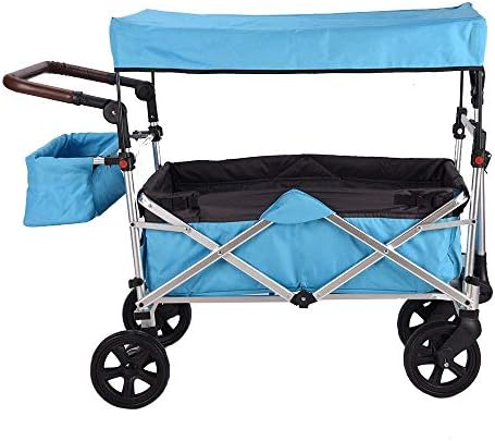 Portable Camping Cart,Large Capacity Garden Folding Cart Sun ShadingChildren's Trolley Portable Holiday Camping Garden Transport Vehicle