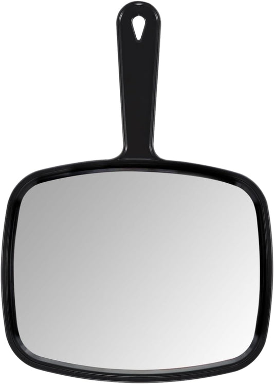 PROTECLE Hand Mirror,9.3" L x 6.7" W Salon Barber Hairdressing Handheld Mirror with Handle, Square Black