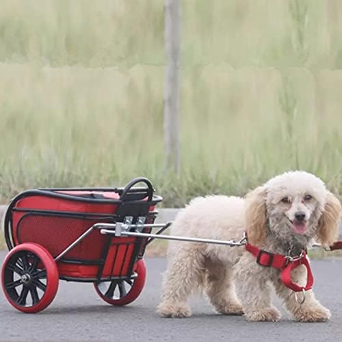 JSEIAJB Dog Trailer Cart with Wheels Fits Chest Cicumference 40-50CM Pet Trailer(White-Dinosaur Doodle4)