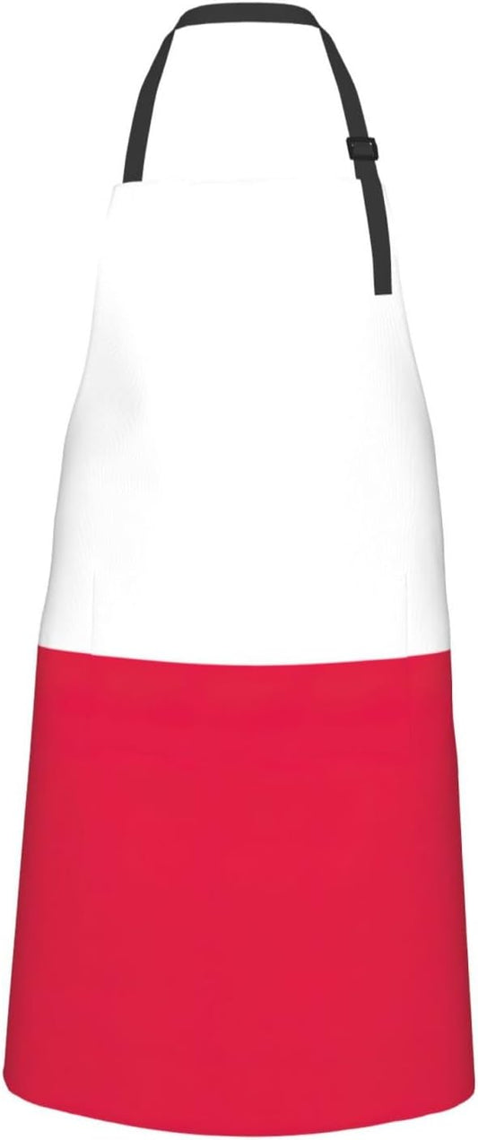 Polish flag print Waterproof chef's apron with pocket apron for kitchen cooking baking barbecue and gardening