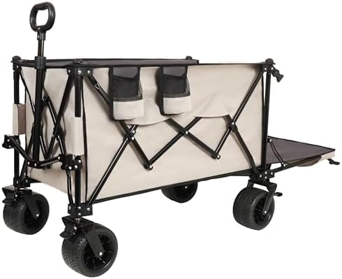 Heavy-Duty Foldable Wagon with Extended Tailgate | 480LBS Capacity, Al