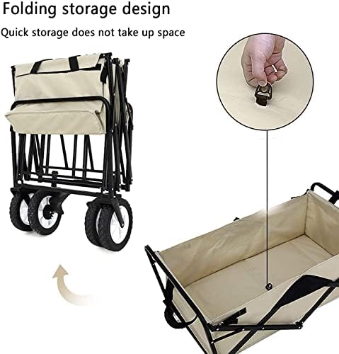 Portable Camping Cart,Portable Camping Trailer Beach Trolley Outdoor Folding Trolley Adjustable Handle Shopping Cart with Double Brakes 80kg/176lbs