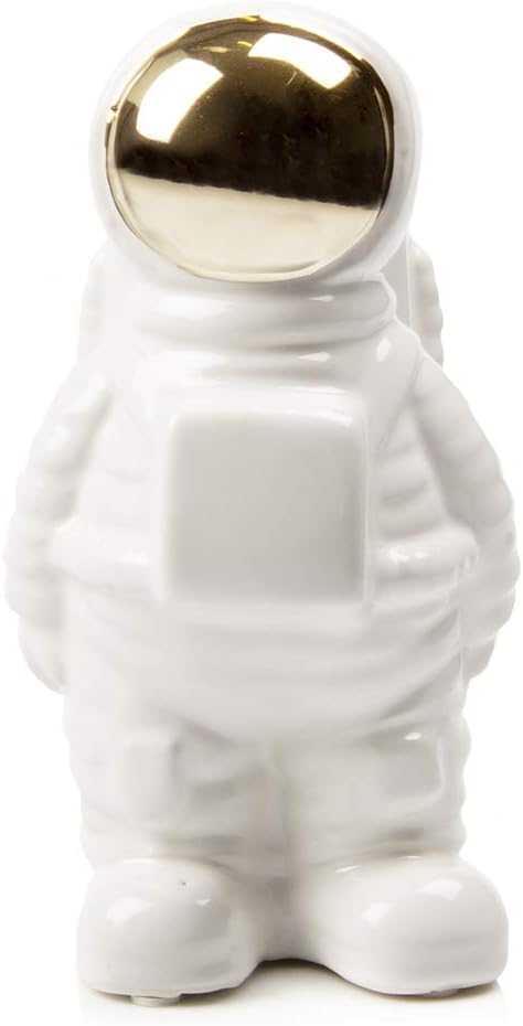 CHIVE - Astronaut Shape Vase, Planter Simple Modern Flower Bud Vase, White and Gold (Medium)