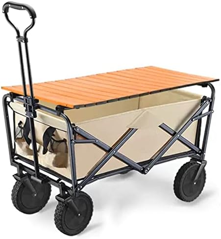 Portable Camping Cart,Camping Trolley Cart with Wheels, Folding Garden Beach Wagon Foldable Pull Along Trolley, with Removable Fabric for Picnic Transport Outdo