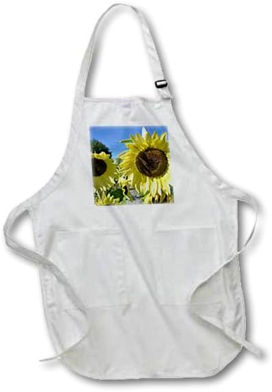 3dRose Yellow Garden of Sunflowers-Flowers-Floral Photography-Full Length Apron, 22 by 30-inch, White, with Pockets (apr_37547_1)