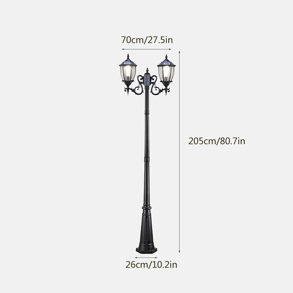 Solar Outdoor Lamp Post Light, IP56 Waterproof Street Light for Villa & Garden, Rust-Resistant High Pole Aisle Lighting Fixture, 205cm Tall Park & Patio Illumination (Height 205cm)