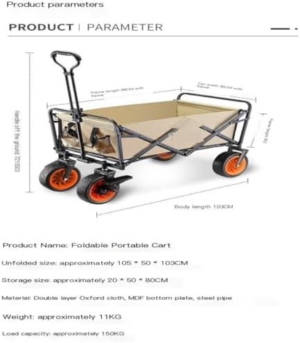 Portable Camping Cart,Outdoor Beach Trolley Cart for Camper Van Camping Foldable and Portable Black Vehicle Mounted Trolley