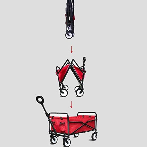 Portable Camping Cart,Folding Wagon, Garden Trolley Capacity 60 Kg, Portable Garden Cart with 4 Wheels, for Transport Garden Tools, Pets, Travel, Camping, Concerts, Beaches