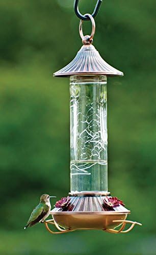 Audubon NA35240 Etched Glass Hummingbird Feeder, 14 oz, White