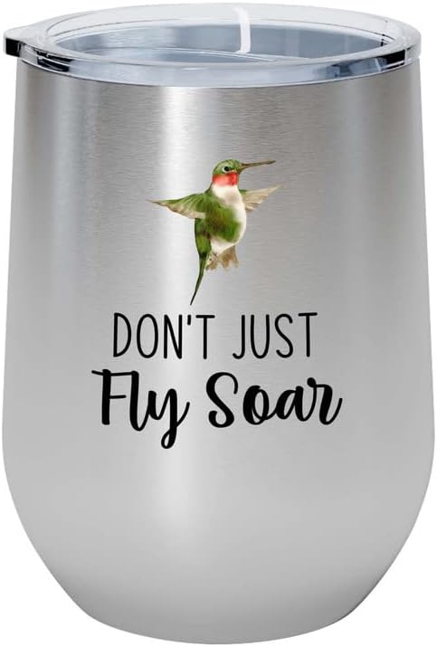 Bird Lover Silver Edition Wine Tumbler 12oz - Don't just fly soar - Hu