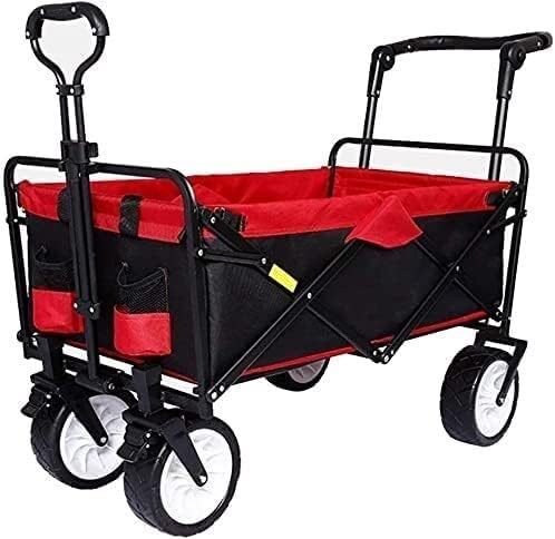 Portable Camping Cart,Outdoor Folding Wagon Cart with Brakes Utility Camping Trolley Sturdy Portable Rolling Buggies for All Terrain Load-Bearing 100kg / 220lbs
