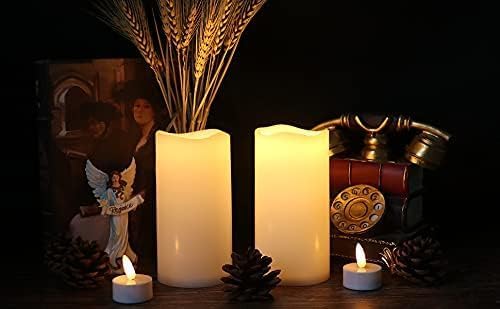GenSwin 3” x 6 ” Outdoor Waterproof Flameless Pillar Candles with Timer, Battery Operated LED Flickering Warm Light for Outdoor Lantern, Set of 2