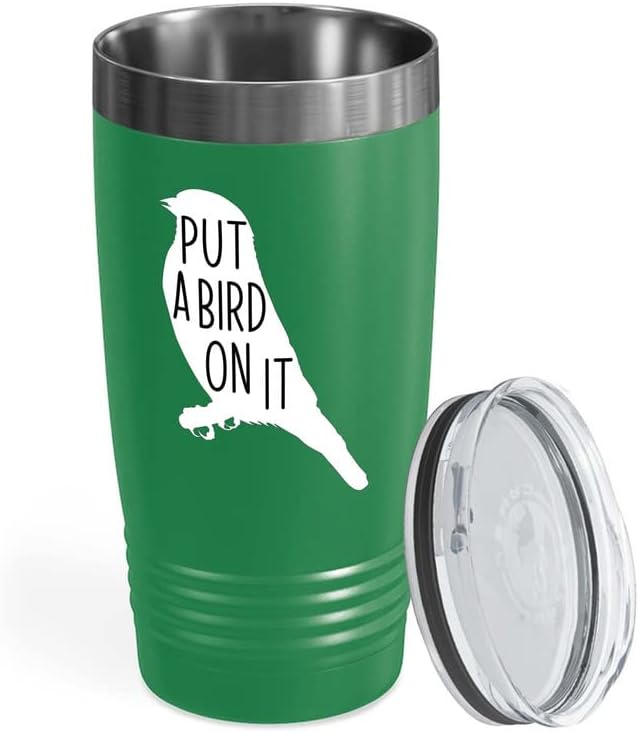 Bird Lover Green Edition Viking Tumbler 20oz - Put a Bird on it - Hummingbird Nest Cage Parrot Dad Gardening Outdoor Birdwatcher Feeder