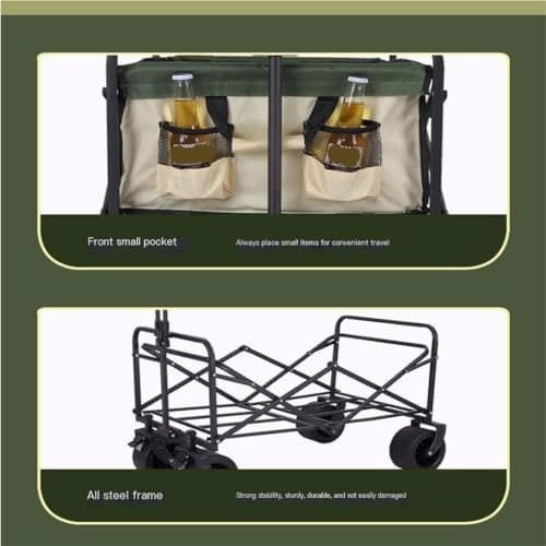 Portable Camping Cart,Outdoor Foldable Beach Trolley Cart for Camping and Picnics Portable Hand Operated Camper Cart with Trailer for Outings