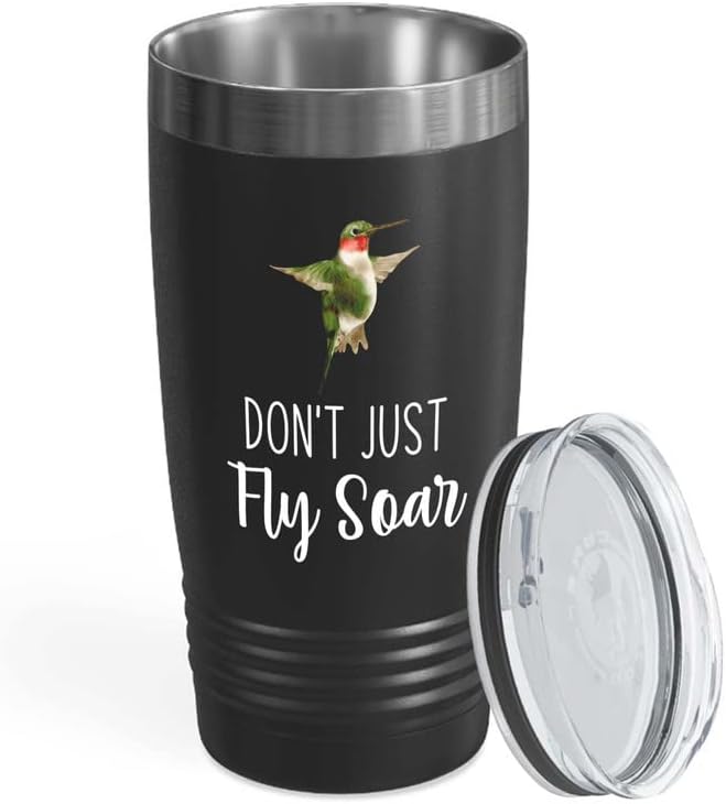 Bird Lover Black Edition Viking Tumbler 20oz - Don't just Fly soar - Hummingbird Nest Cage Parrot Dad Gardening Outdoor Birdwatcher Feeder