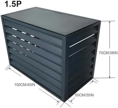 Gray Aluminum Air Conditioner Cover, Mini Split Heat Pump Protection, Outdoor AC Unit Shield, Plant Stand, Noise Reduction, Durable Weatherproof Design, Fits Most Units