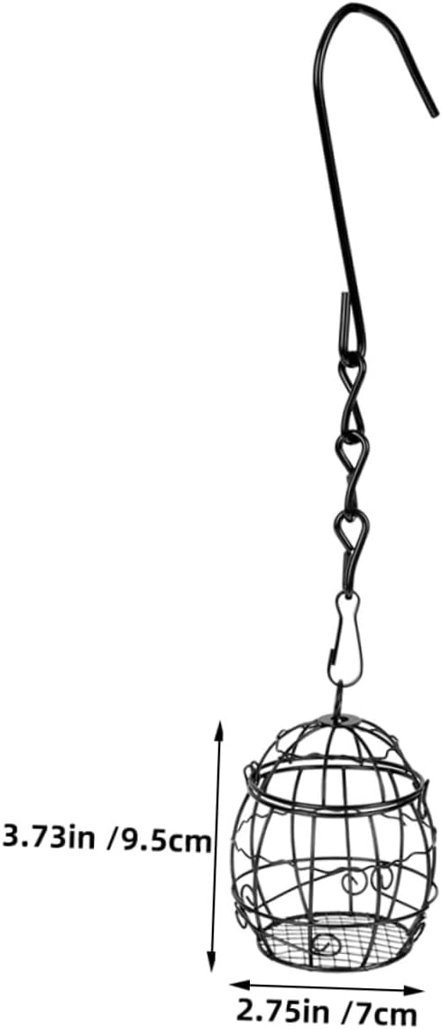 Milisten 4pcs Outdoor Metal Hanging Wild Bird Feeders with Chain for Garden Yard, Iron Cage Fat Ball Food Holder Suitable for Backyard Bird Feeding