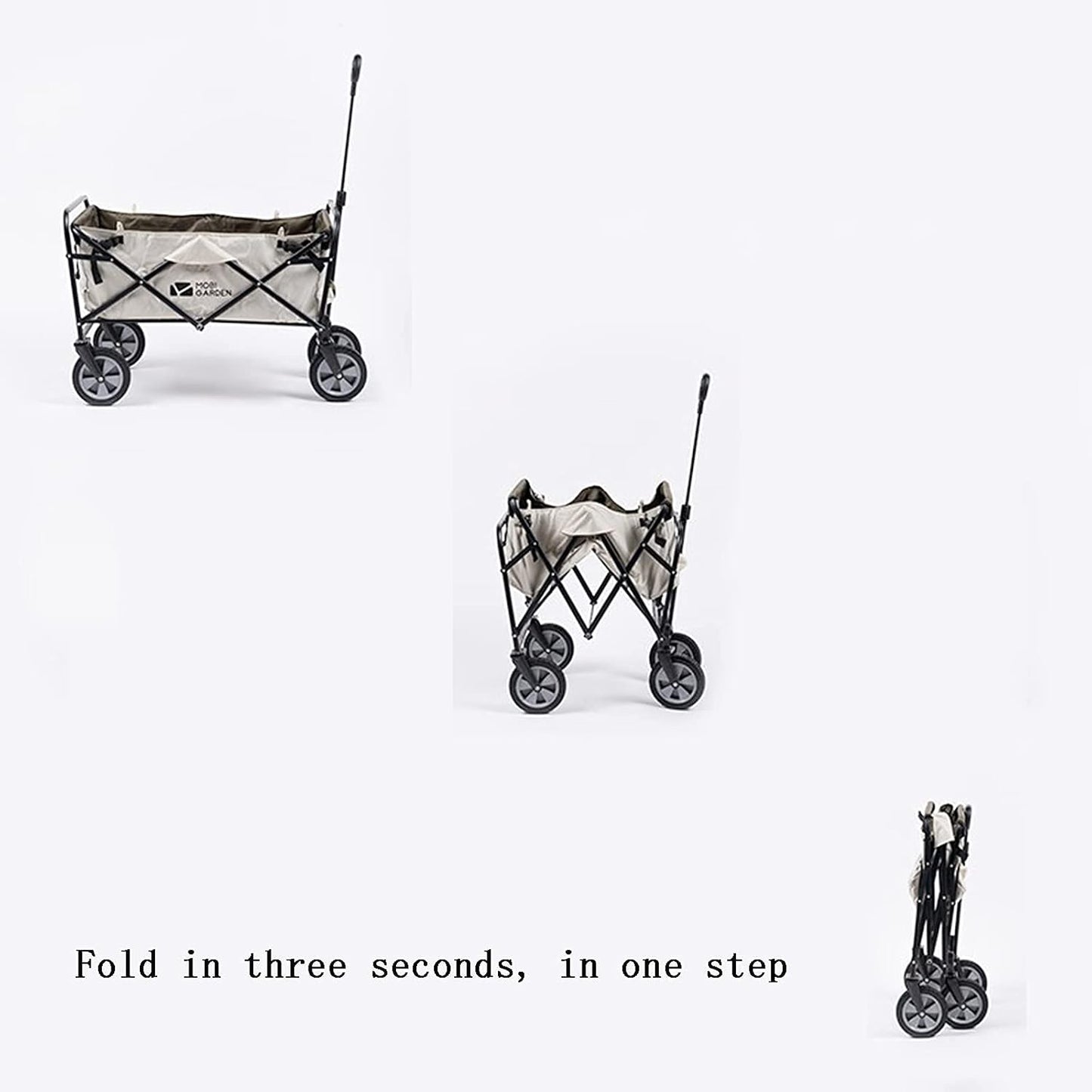 Camping Wagon, Folding Garden Cart, Shopping Trolley Collapsible, Heavy Duty Utility Use with Side Bag and Storage Bag - (Gray) (Gray)